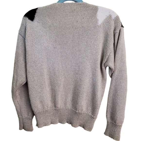 Vintage 80s Susann d Mixed Media Neutral Y2K Sweater Size M - Picture 2 of 4